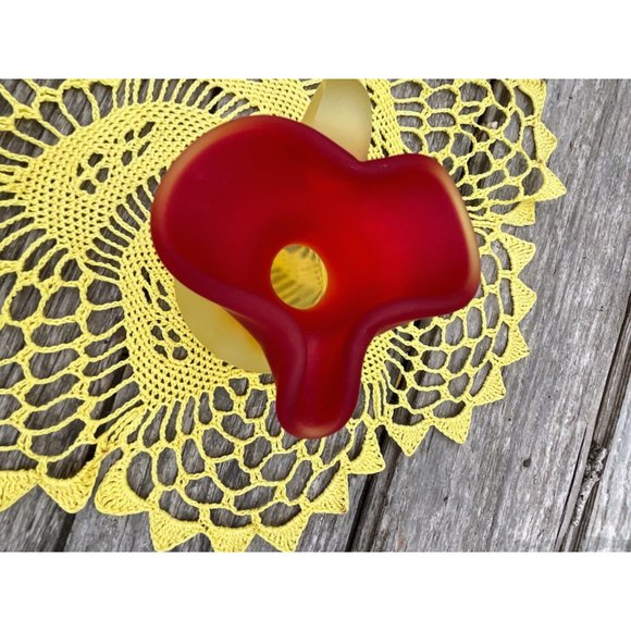 Vintage Satin Art Glass Amberina Ruffled Small Pitcher - Picture 2 of 9